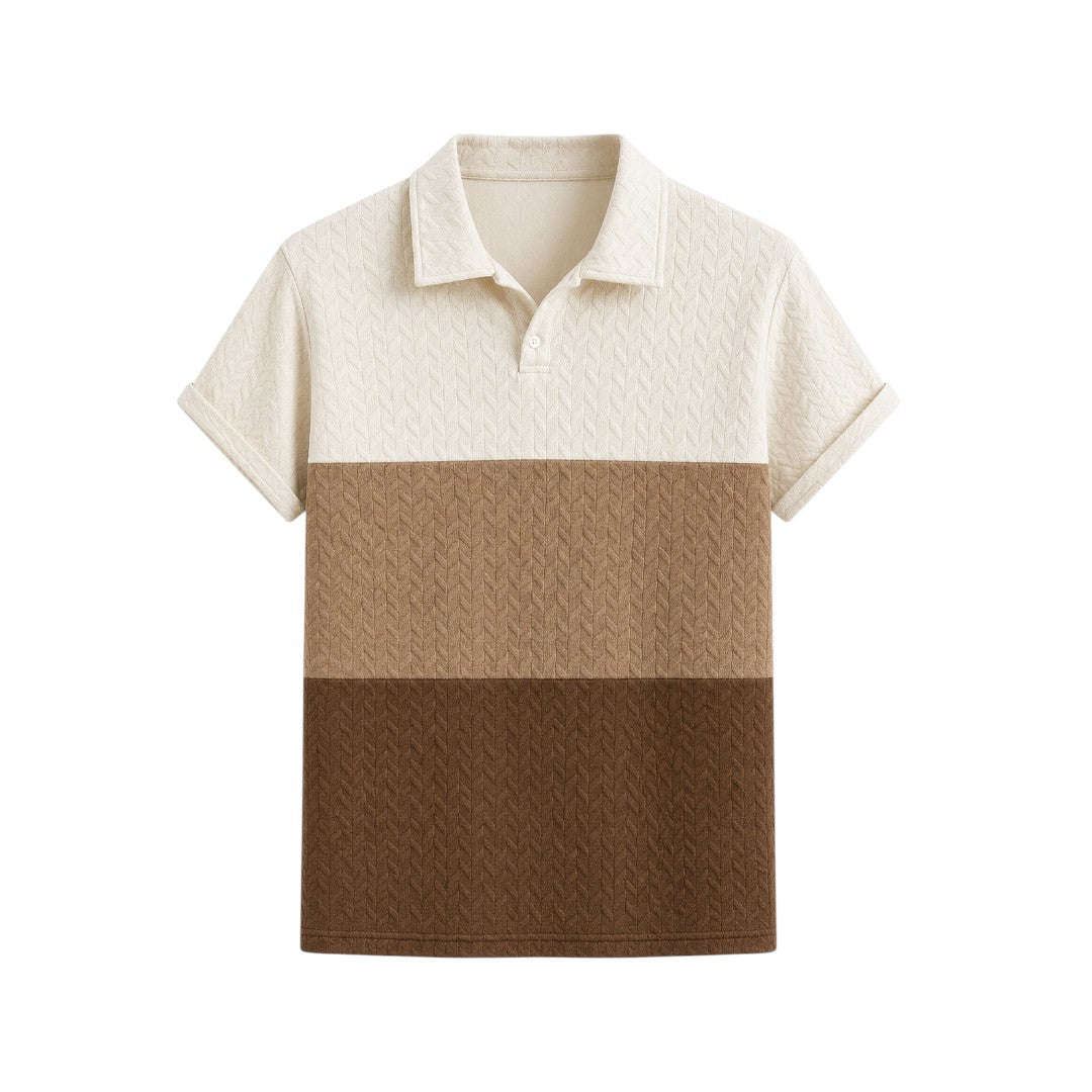 The Howling Wolff Men's Premium Color Block Textured Knit Polo Shirt
