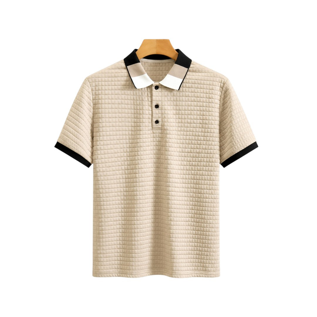 The Howling Wolff Beige Textured Knit Polo