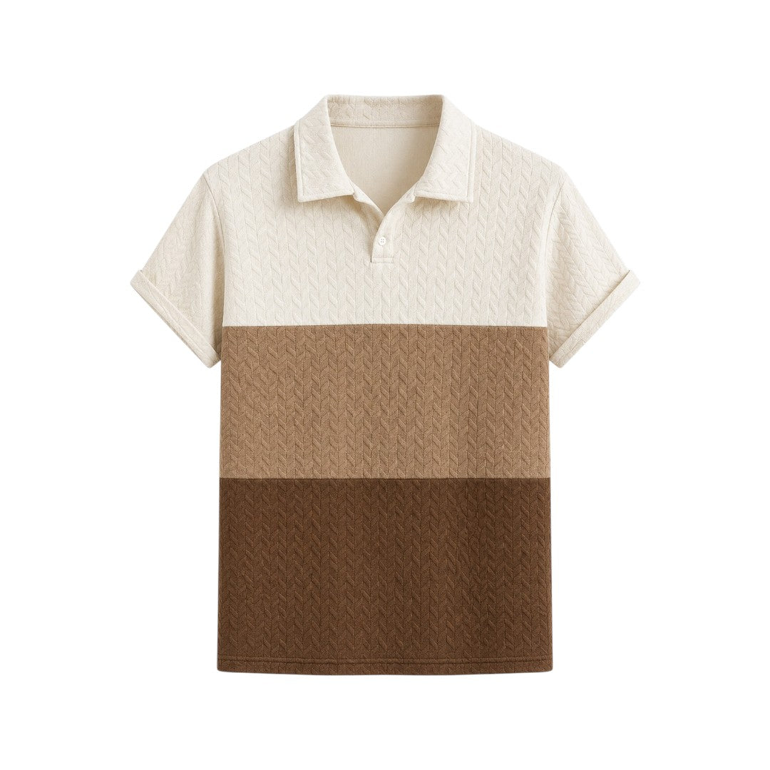 The Howling Wolff Men's Premium Color Block Textured Knit Polo Shirt
