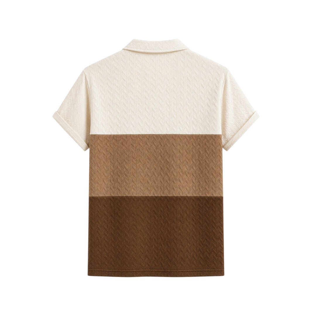 The Howling Wolff Men's Premium Color Block Textured Knit Polo Shirt